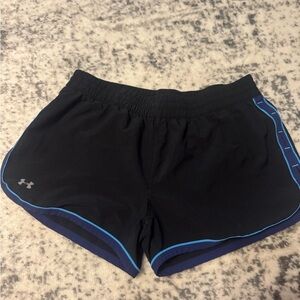Under Armour Women's Black Shorts with Blue and Purple Trim